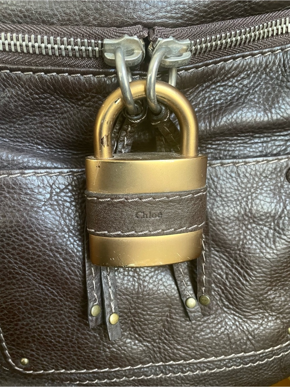 CHLOE OG VTG Y2K Paddington Philo Brown Leather Shoulder Bag Lock & Key RARE EUC - Picture 3 of 8